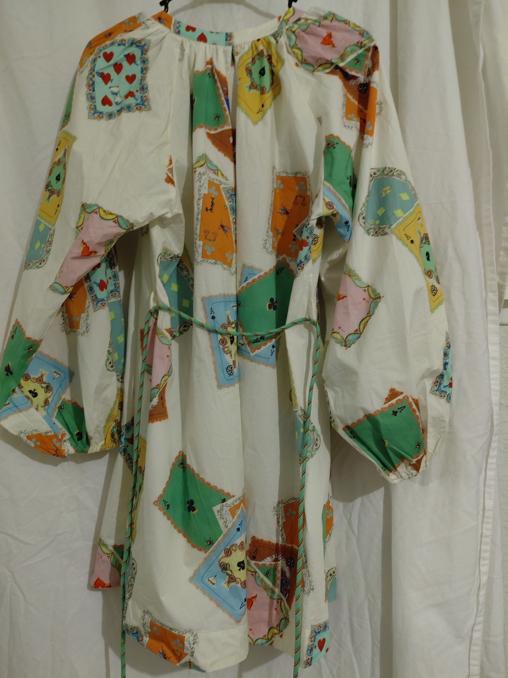 Women’s Printed Drawstring Waist Tunic Jacket - White Multicolor
